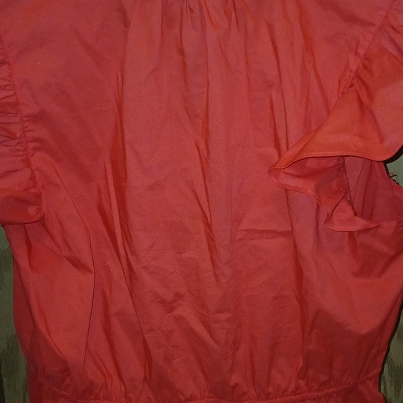 Red Ruffle Sleeve Top - Picture 3 of 5